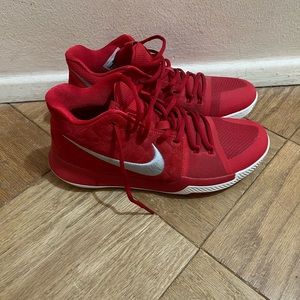 Size 9 Nike Kyrie 3 red suede basketball sneakers